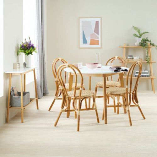 Bộ bàn ăn tròn 4 ghế phong cách tối giản